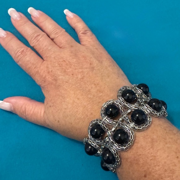 *5 for $20; Elegant Black and Silver Bracelet - Picture 3 of 3